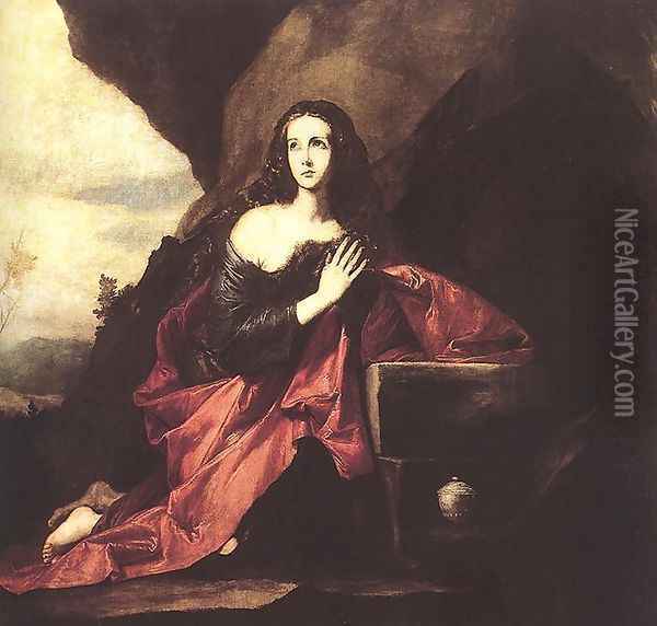 Mary Magdalene in the Desert 1640-41 Oil Painting - Jusepe de Ribera