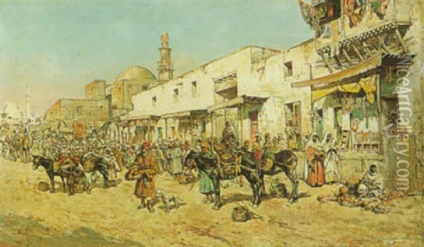 The Arab Street Market Oil Painting - Mariano De Franceschi