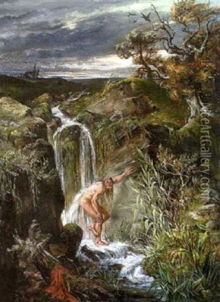 Am Wasserfall Oil Painting - Karl Schultze