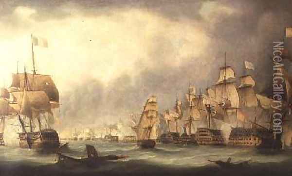 A Sea Battle Oil Painting - Thomas Luny