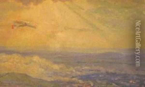 Vol Au-dessus De Clermont-ferrand Oil Painting - Maurice Busset