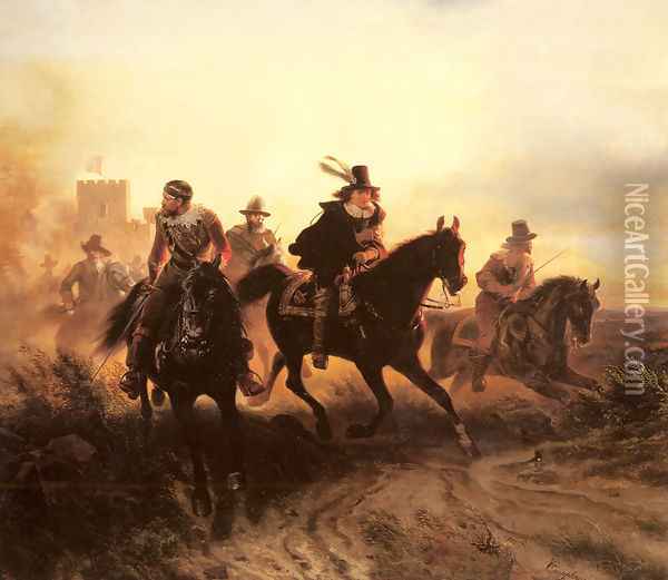 The Cavalry Retreat Oil Painting - Wilhelm Camphausen