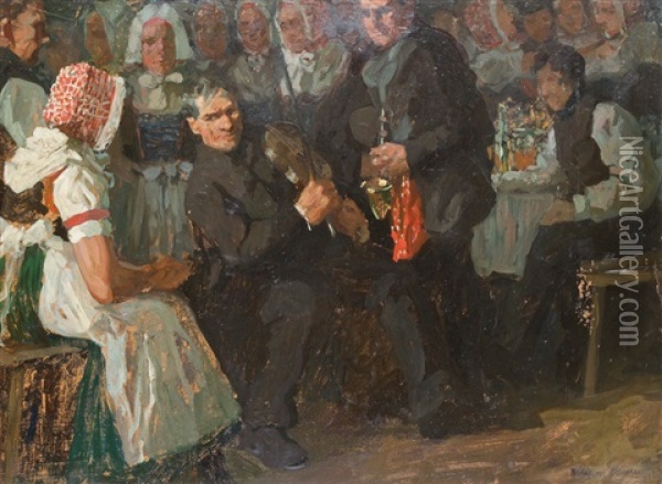 Musikanten Auf Dem Dorffest Oil Painting - William Krause