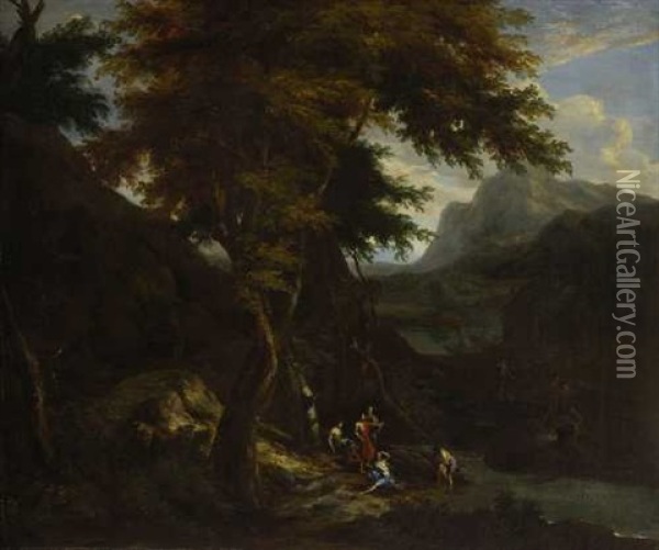Waldlandschaft Mit Figurenstaffage Oil Painting - Cornelis Huysmans