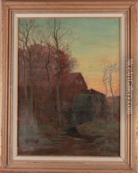 The Mill At Sunset Oil Painting - William Merritt Post