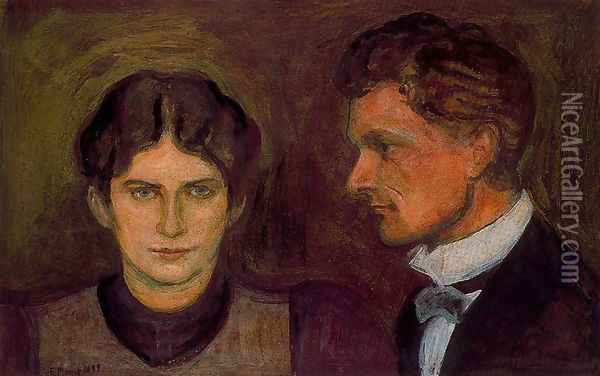 Portrait of Aase and Harald Norregaard Oil Painting - Edvard Munch