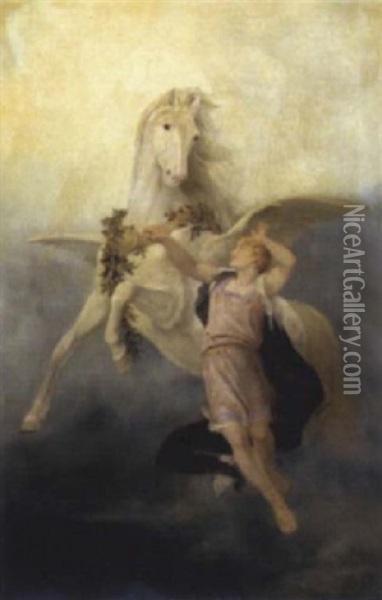 Schwebender Knabe Und Pegasus Oil Painting - Sofie Goerlich