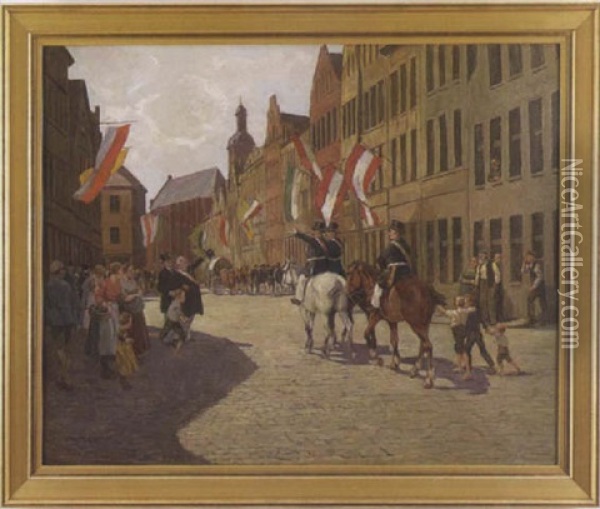 Parade Scene Oil Painting - Oscar Detering