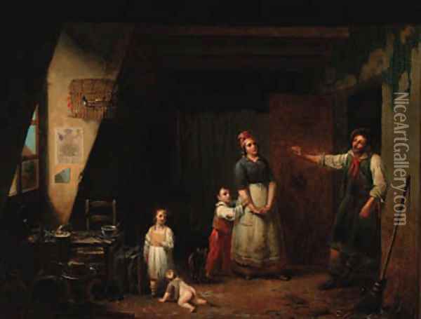 A drunken cobbler returning to his family Oil Painting - Pierre Nicolas Legrand