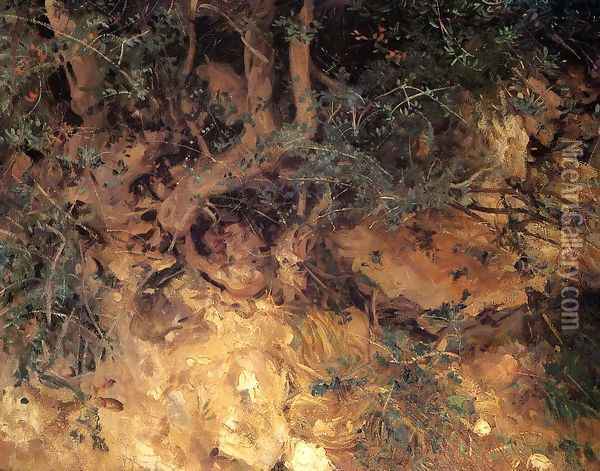 Valdemosa, Majorca: Thistles and Herbage on a Hillside Oil Painting - John Singer Sargent