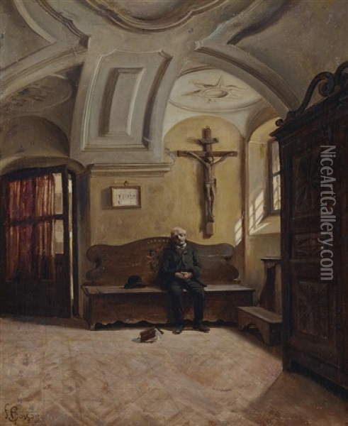 Silentium (chiesa Di S. Anna In Vercelli) Oil Painting - Francesco Bosso