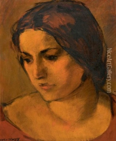 Portrait De Jeanne Lafnet Oil Painting - Luc Lafnet
