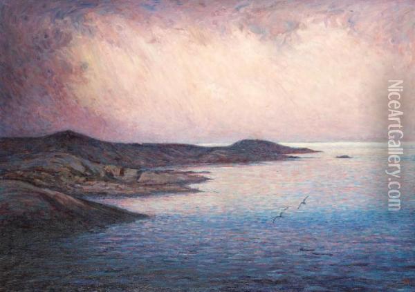 Twilight Over The Sea Oil Painting - Karl Fredrik Nordstrom