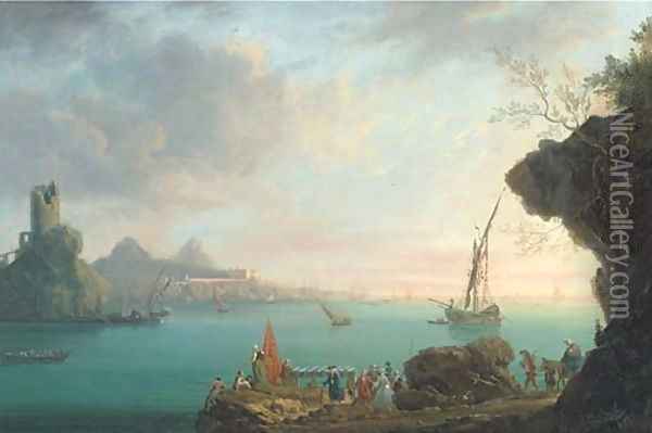 A capriccio view on the Neapolitan coast Oil Painting - Thomas Patch