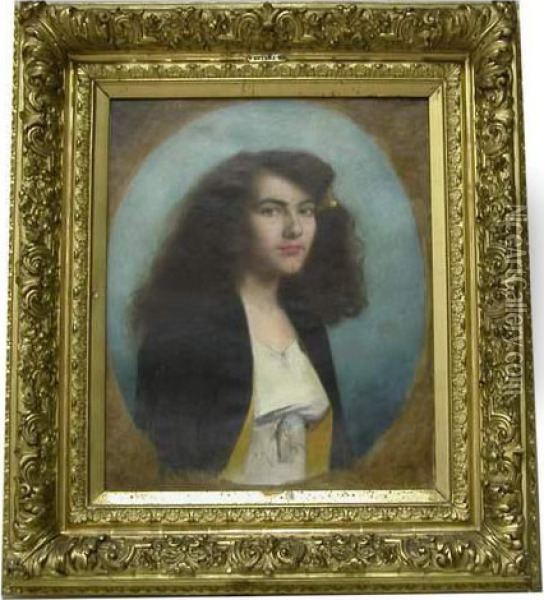 Portraitde Jeune Femme Oil Painting - Augustin Zwiller