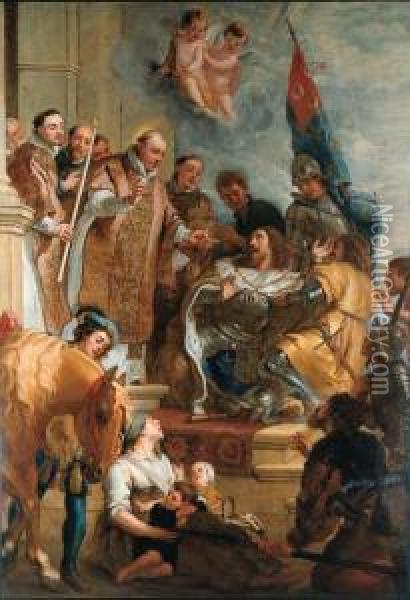 Saint Bernard Converts A Duke Of Aquitaine Oil Painting - Gaspar De Crayer
