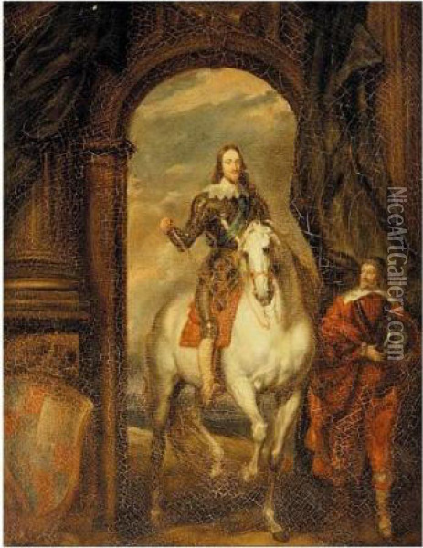 Equestrian Portrait Of Charles I With Monsieur De St. Antoine Oil Painting - Sir Anthony Van Dyck