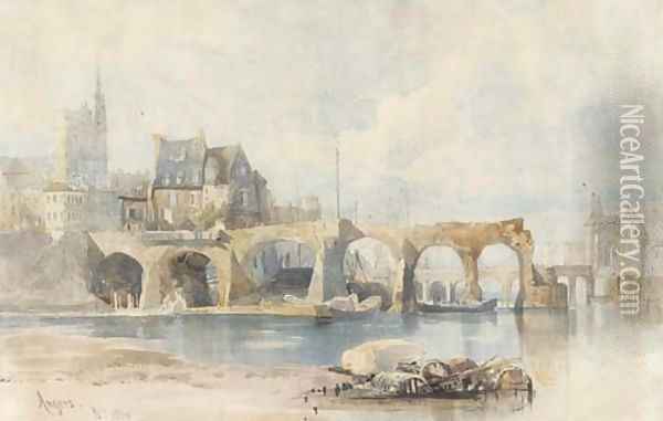 The River at Angers Oil Painting - William James Muller