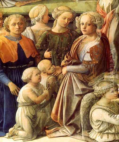 Coronation of the Virgin (detail) 3 Oil Painting - Filippino Lippi