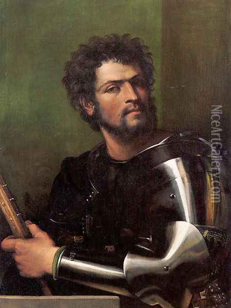 Portrait of a Man in Armor 1512-13 Oil Painting - Sebastiano Del Piombo