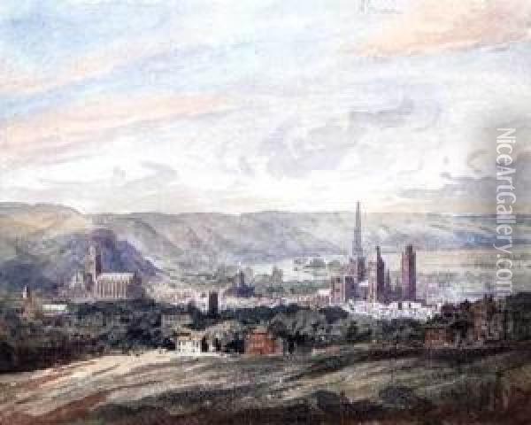 View Of Rouen Oil Painting - John Louis Petit