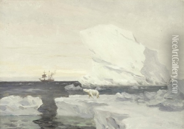 The Stella Polare - Duke Of The Abruzzi's Expedition To The North Pole Oil Painting - Edoardo de Martino