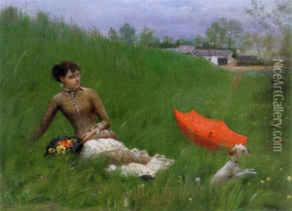 Enjoying The First Days Of Spring Oil Painting - Henri Stanislaus Rouart