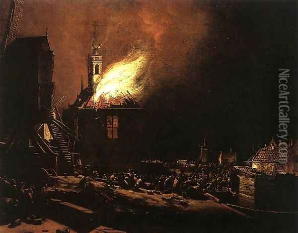 The Explosion of the Delft Magazine Oil Painting - Egbert van der Poel