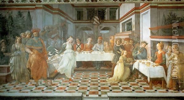 Herod's Banquet 1452-65 Oil Painting - Fra Filippo Lippi