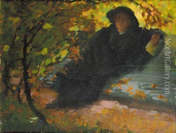 Donna Seduta Su Una Panchina Oil Painting - Stefano Baghino