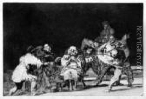 El Que No Te Ama, Burlando Te Difama Oil Painting - Francisco De Goya y Lucientes