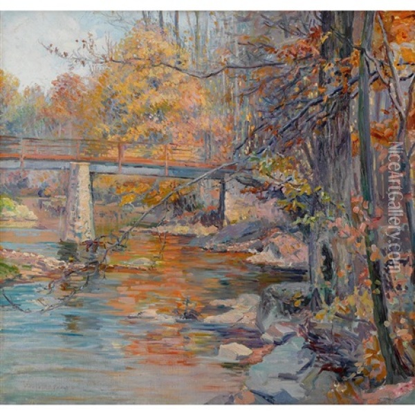 Bridge Oil Painting - Laura D. Stroud (Mrs. Westray) Ladd