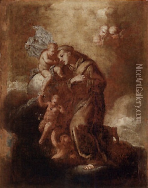 Sant 'antonio E Il Bambin Gesu Oil Painting - Giulio Carpioni