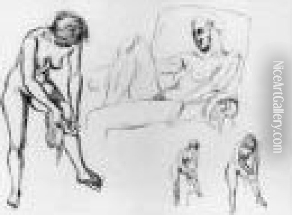 Etudes De Femmes Nues S'essuyant Oil Painting - Roger de La Fresnaye