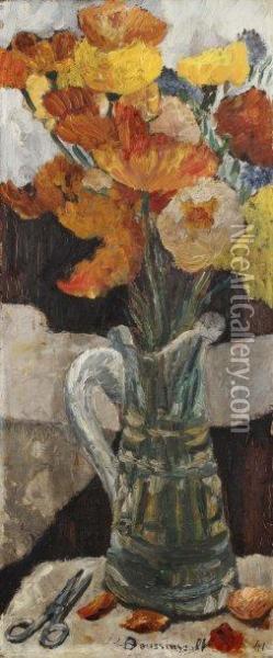 Vase Fleuri Et Ciseaux Oil Painting - Jean-Louis Boussingault
