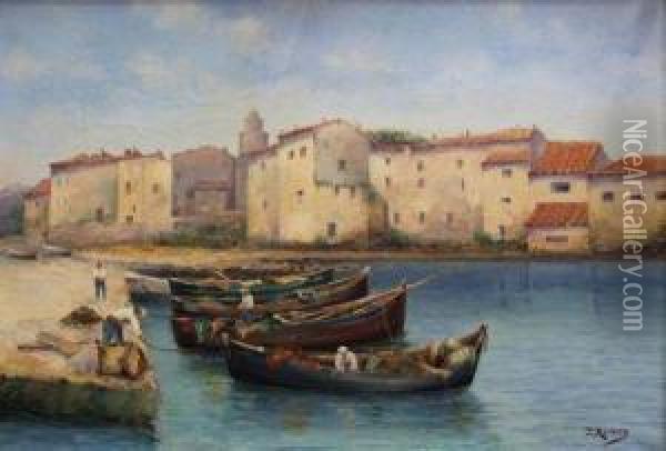 Port Du Sud Et Barques Oil Painting - Jansz Reynier
