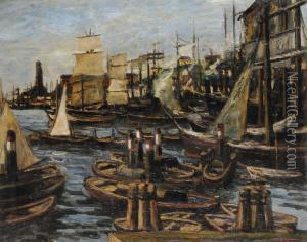 Porto Di Genova Oil Painting - Fritz Scherer
