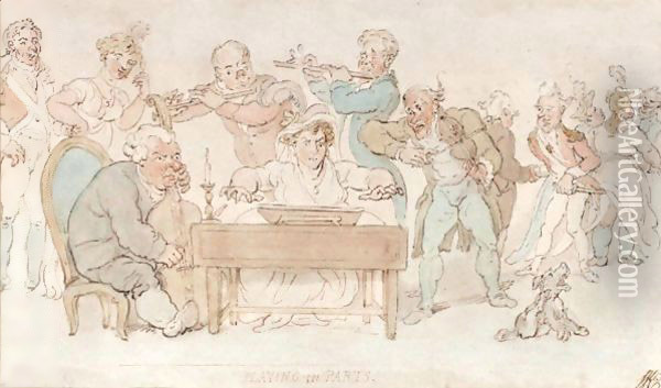 Playing In Parts Oil Painting - Thomas Rowlandson