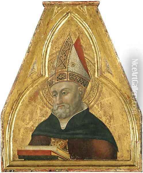 Saint Augustine, a pinnacle of the Borgo Sansepolcro Altarpiece Oil Painting - Stefano Di Giovanni Sassetta