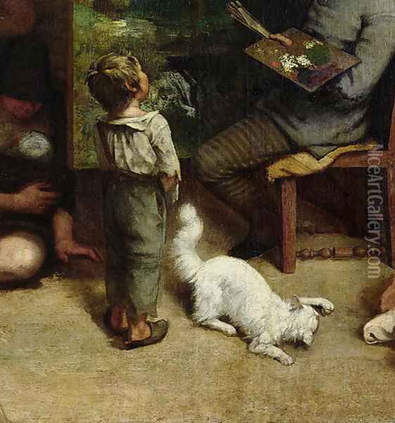 The Studio of the Painter, a Real Allegory, 1855 (detail) Oil Painting - Gustave Courbet