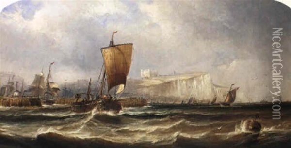 Shipping Off Dover Oil Painting - George William Crawford Chambers