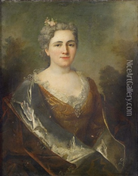 Portrait De Femme Oil Painting - Nicolas de Largilliere