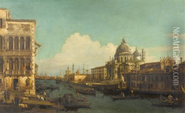 Venise, Vue Du Grand Canal Avec Santa Maria Della Salute Oil Painting - Bernardo Bellotto
