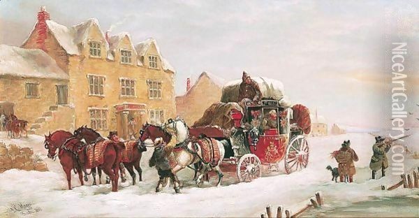 The Exeter To London Coach Oil Painting - John Charles Maggs