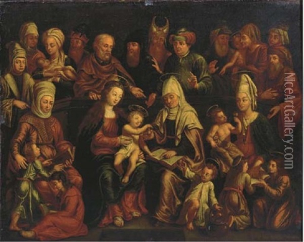 The Holy Kinship Oil Painting - Anthuenis Claeissins