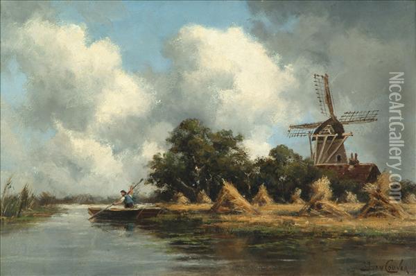 A Harbour Scene On The River Oil Painting - Hermanus Jr. Koekkoek