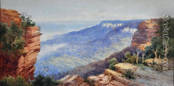  govet s Leap, Blue Mountain  Oil Painting - Gladstone Eyre