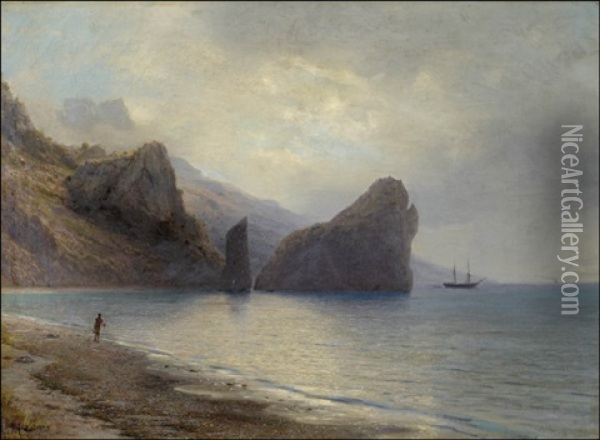 Rocks By The Coast Of Crimea Oil Painting - Lev Felixovich Lagorio