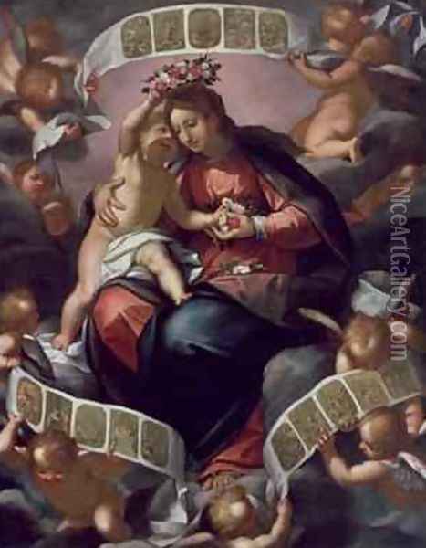 Madonna of the Rosary Oil Painting - Giovanni Battista Paggi