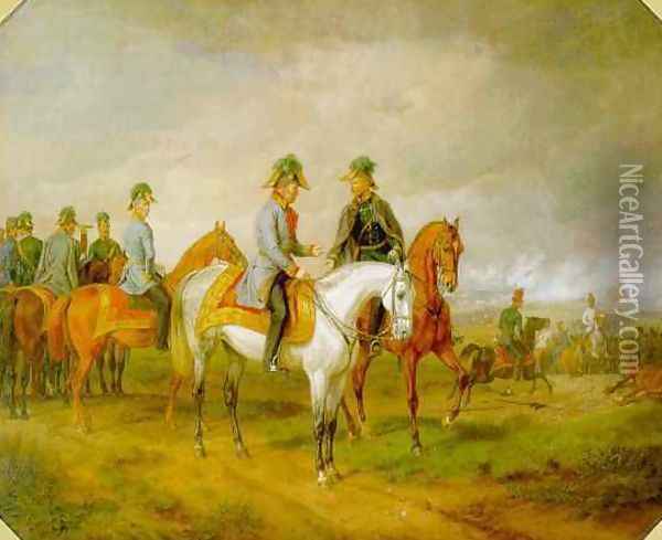 The Battle of Novarra (Die Schlacht bei Novarra) Oil Painting - Adam Albrecht